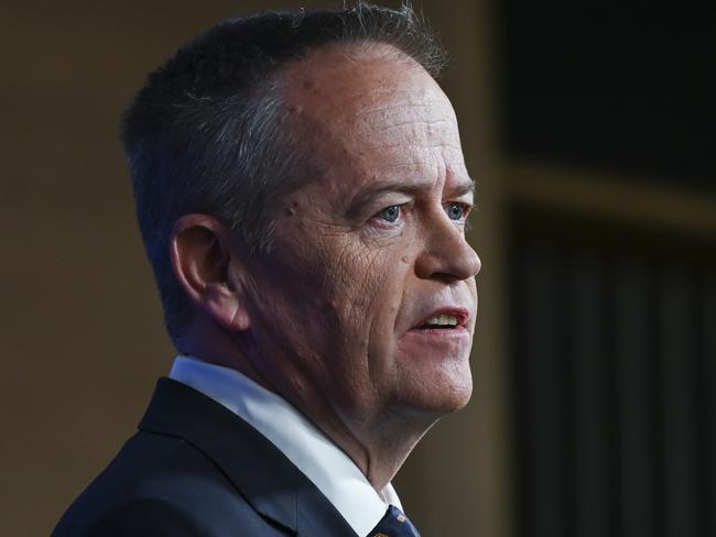 CANBERRA, AUSTRALIA - APRIL 18: Bill Shorten, Minister for the National Disability Insurance Scheme & Minister for Government Services addresses the National Press Club of Australia in Canberra. Picture: NCA NewsWire / Martin Ollman