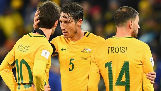 Mark Milligan rallies his troops against Thailand.