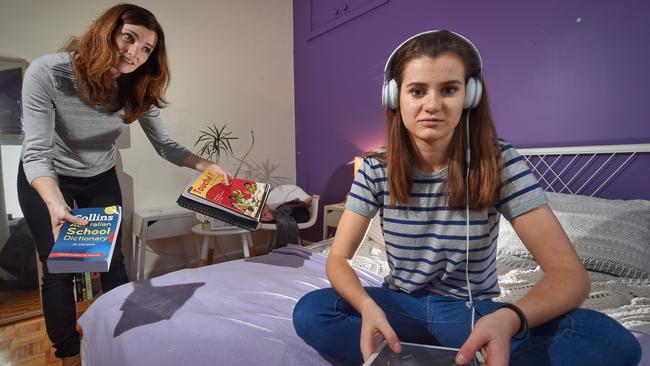 Mother Kate with her teenage daughter, Emi, 14. Picture: Tony Gough