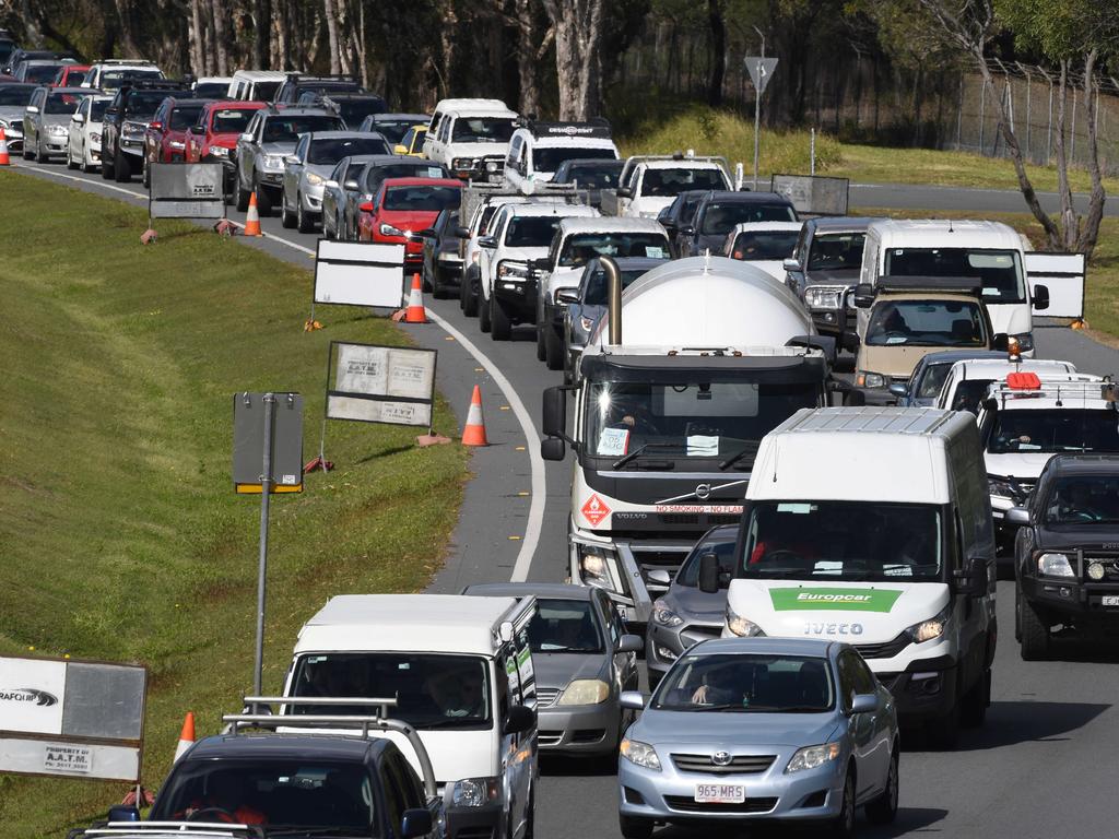 Queues at the NSW-Queensland border on August 1. Picture: Steve Holland/NCA NewsWire