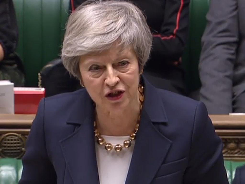 Britain's Prime Minister Theresa May at the beginning of a debate on the Brexit deal. Picture: AFP