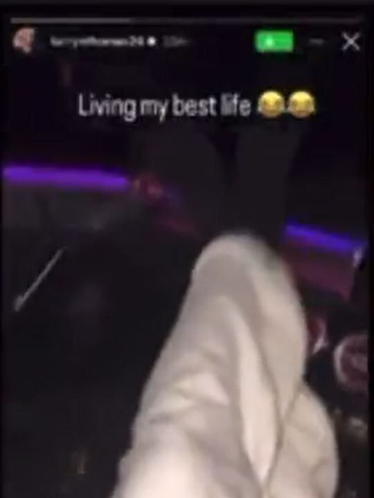 Thomas was fined $5000 by North Melbourne for this Instagram video, which shows him driving dangerously on cruise control with both feet up on the dash. Picture: Nine News