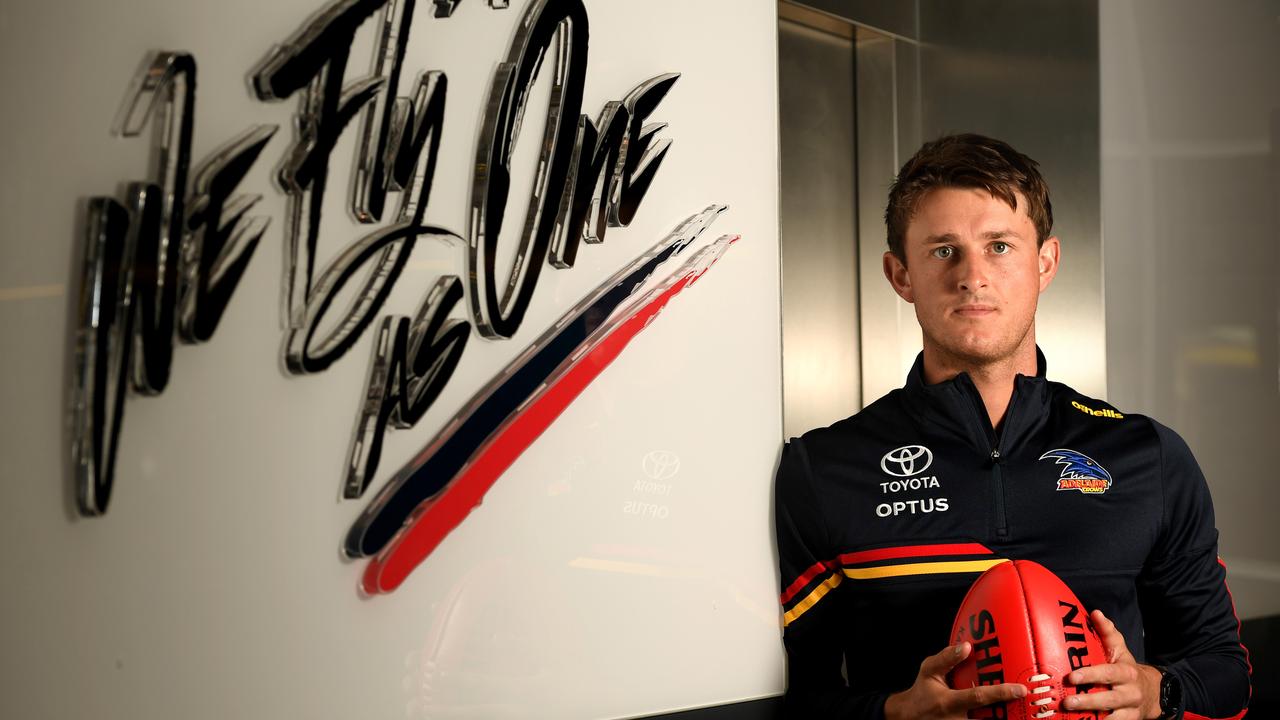 Matt Crouch at the Crows’ headquarters at West Lakes. Picture: Tricia Watkinson