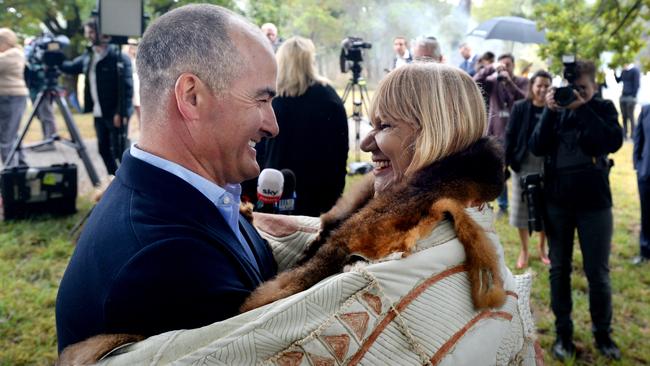 Deputy Premier James Merlino with Aunty Geraldine Atkinson at Healesville for the launch of the Victorian Government's Truth and Justice Commission. Picture: NCA NewsWire / Andrew Henshaw