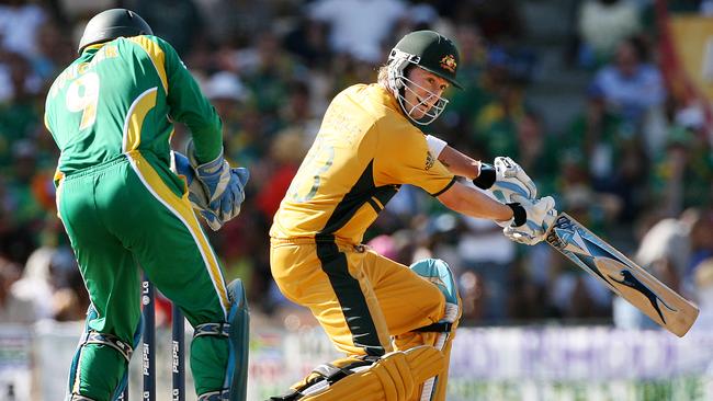 Michael Clarke in action during his innings of 60 not out in the 2007 World Cup semi-final.