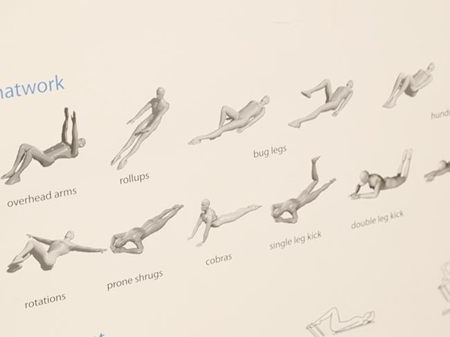 Some of the exercises performed by patients at the long Covid clinic in Sydney. Picture: Ryan Osland