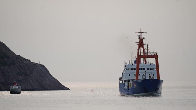 The Polar Prince, the main support ship for the Titan submersible, arrives at the Port of St. John's in Newfoundland, Canada. Picture: Getty Images