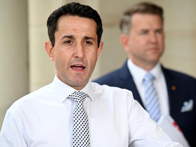 Leader of the Opposition David CrisafulliLeader of the Opposition David Crisafulli and Deputy Leader of the Opposition Jarrod Bleijie hold a news conference in Brisbane todayThursday February 8, 2024. Picture, John Gass