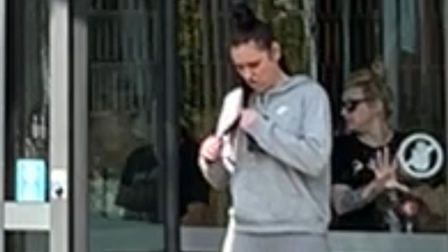 Seymour woman Chantelle Pearse leaving the Shepparton Magistrates' Court after pleading guilty to trafficking meth, knowingly and recklessly deal with proceeds of crime.