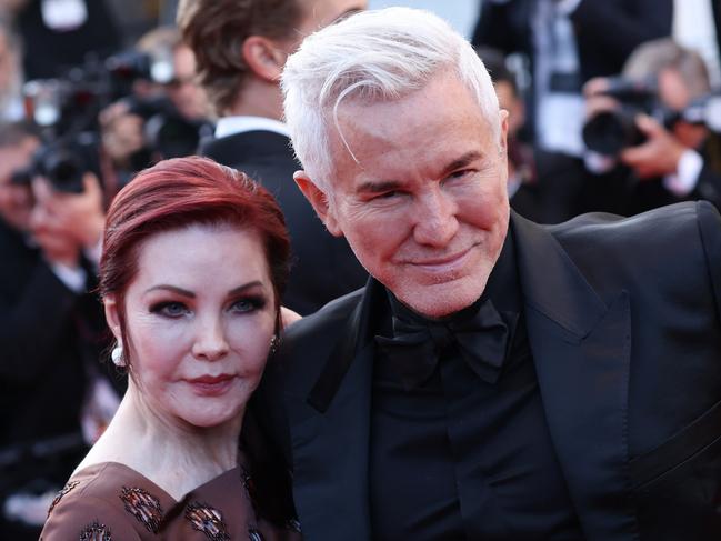 CANNES, FRANCE - MAY 25: Priscilla Presley and Director Baz Luhrmann attend the screening of "Elvis" during the 75th annual Cannes film festival at Palais des Festivals on May 25, 2022 in Cannes, France. (Photo by Vittorio Zunino Celotto/Getty Images)