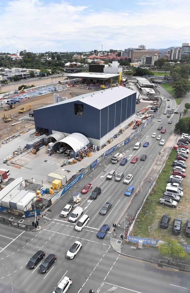 Cross River Rail site opposite the Gabba. Picture: Patrick Woods
