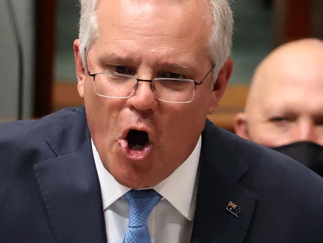 CANBERRA, AUSTRALIA - NewsWire Photos OCTOBER 19, 2021: Prime Minister Scott Morrison during Question Time in the House of Representatives in Parliament House Canberra.Picture: Gary Ramage / NCA NewsWire