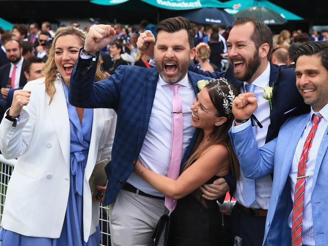 SYDNEY, AUSTRALIA - OCTOBER 13:  Connections of Belflyer  celebrate winning race 5 The Kosciuszko during Sydney Racing at Royal Randwick Racecourse on October 13, 2018 in Sydney, Australia.  (Photo by Mark Evans/Getty Images)