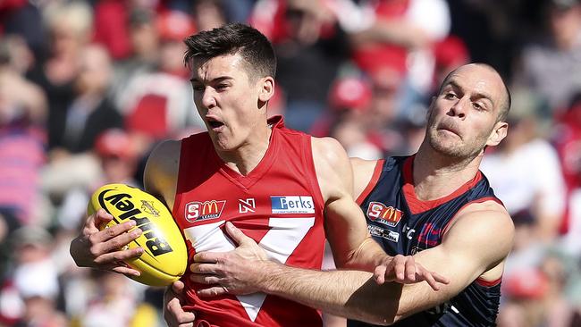 Top SA draft prospect Connor Rozee in action against Norwood in the SANFL grand final. Picture: Sarah Reed.