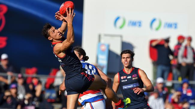 Norwood's Patrick Levicki takes a strong grab in the SANFL. Picture: Tom Huntley
