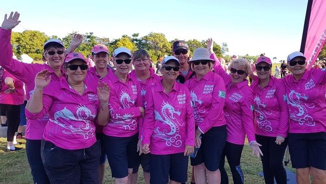 Members of the Dragons Abreast team at a recent Mother’s Day Classic. Front L-R: Jewel Schmidt, Anne Tunnah, Joanne Hedrick, Karen Lean, Glenda Ware, Robyn Mitchell and Cheryl Machen. Back L-R: Wendy Stiplovsek, Meagan Ladner, Jenny Howarth and Wayne Hedrick