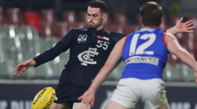 Lachie Young played 47 AFL matches across the Bulldogs and Kangaroos before lacing up for Carlton VFL as co-captain this year. Picture: Rob Lawson