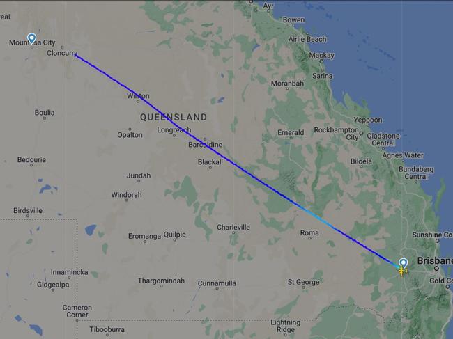 Queensland Police are responding to reports of light plane crash at McKinlay, 104km southeast of Cloncurry. Picture: Flight Radar 24