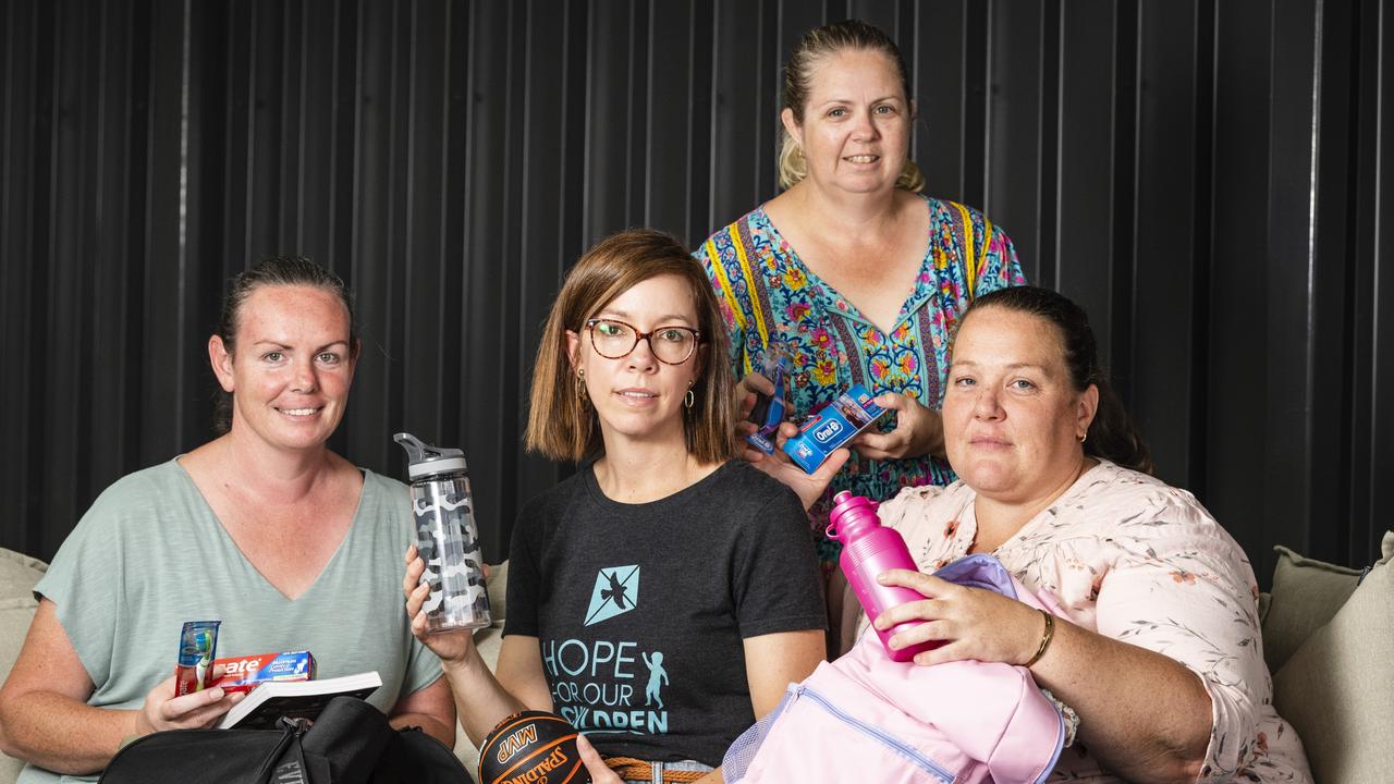 Selena Protheroe (centre) of Hope for Our Children with foster mums (from left) Ingrid, Jodie and Dominique. Picture: Kevin Farmer