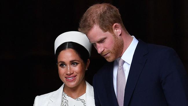 Prince Harry and Meghan, the Duchess of Sussex, leave after attending a Commonwealth Day Service at Westminster Abbey in central London. Picture: AFP