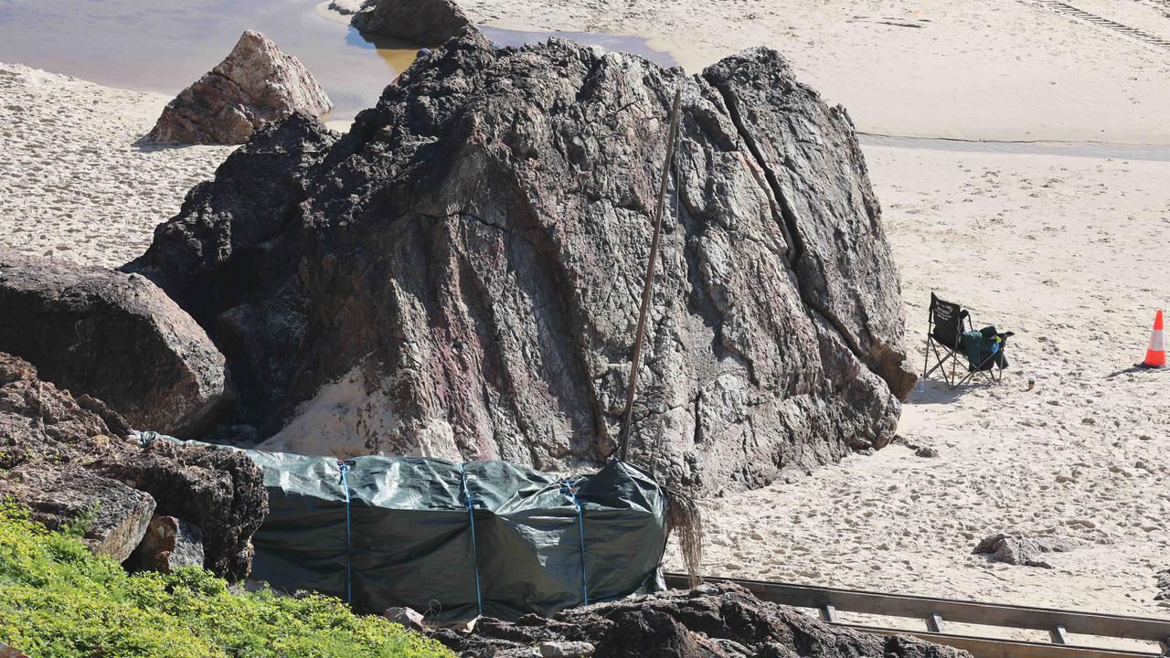 Props and staging being put into place on North Burleigh headland for weekend filming of "The Bluff". Picture Glenn Hampson