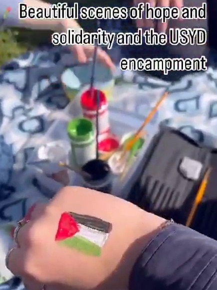 Children took part in the University of Sydney Gaza solidarity encampment.