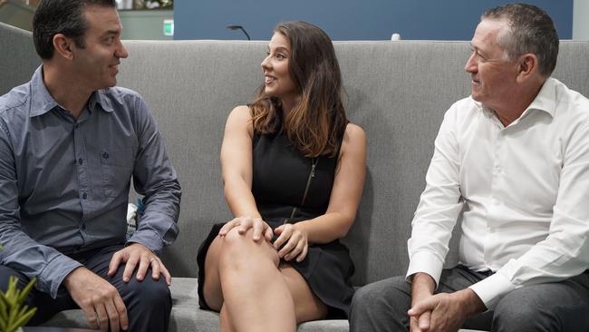 Alman Partners True Wealth team members (from left): new partner and business improvement executive Matthew Falzon, financial Adviser Veronika Holubova, and existing partner and senior financial Adviser Stephen Lowry. Picture: Heidi Petith