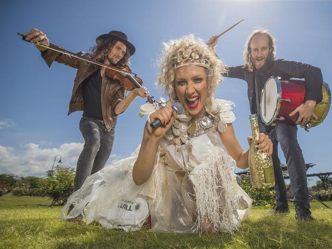 Lucas Clarke, Emma Dean and Tony Dean who are performing in the show Hot Mess Mama at the Brisbane Festival.  Pic Peter Wallis