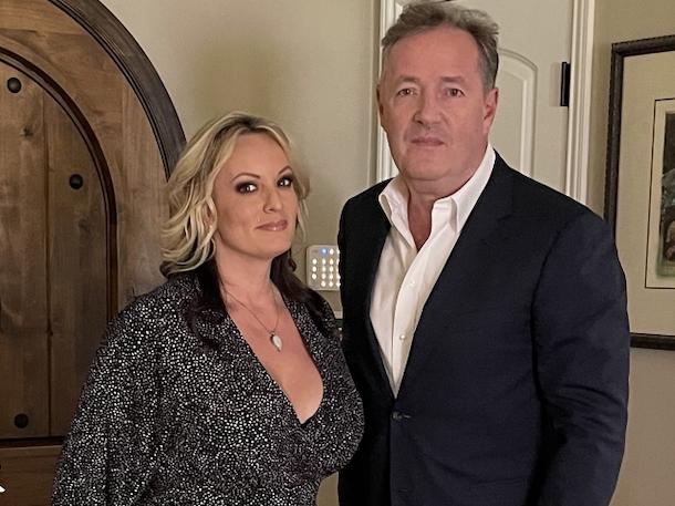 Stormy Daniels and Piers Morgan discussed her alleged affair with Donald Trump. Picture: TalkTV