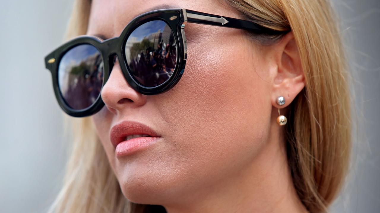 Jennifer Araoz, one of Epstein's alleged victims, speaks to the press outside the US Federal Court on August 27, 2019 in New York. Picture: Yana Paskova / AFP