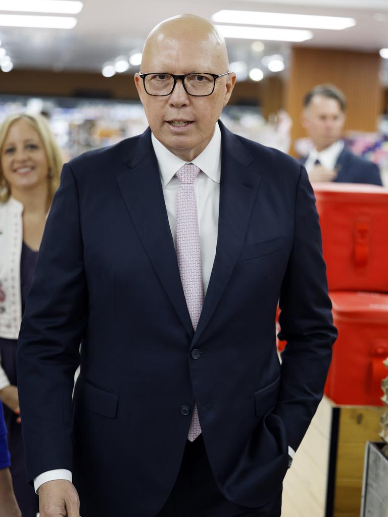 Opposition leader Peter Dutton in western Sydney. Picture: NewsWire / Richard Dobson