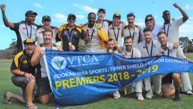 Strathmore celebrates its VTCA Senior Division premiership. Picture: Facebook