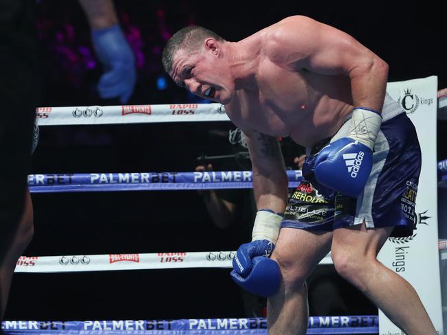 Gallen was in a world of pain. Picture: Richard Dobson