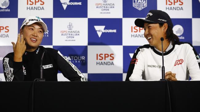 Siblings Minjee Lee and Min Woo Lee joke at each other’s expense at media conference for the Australian Open Picture: Getty Images