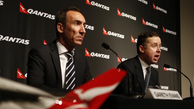 Leadership team ... Qantas International CEO Gareth Evans with Group CEO Alan Joyce. Picture: News Corp Australia