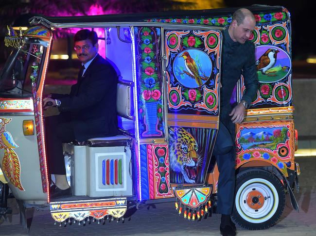 William and his technicolour transport. Picture: AFP