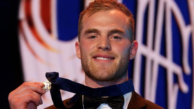 Tom Mitchell with his Brownlow. Picture: Michael Klein