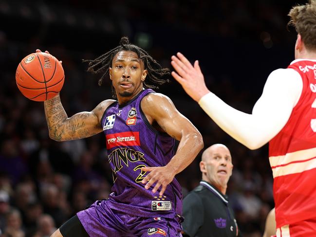 Jaylen Adams of the Kings in action during the round two NBL match between Sydney Kings and Illawarra Hawks at Qudos Bank Arena. Photo Mark Metcalfe/Getty Images.