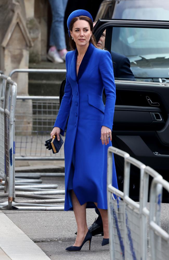 The Duchess of Cambridge in royal blue at Westminster Abbey. PICTURE: TREVOR ADAMS / MATRIXPICTURES.CO.UK P