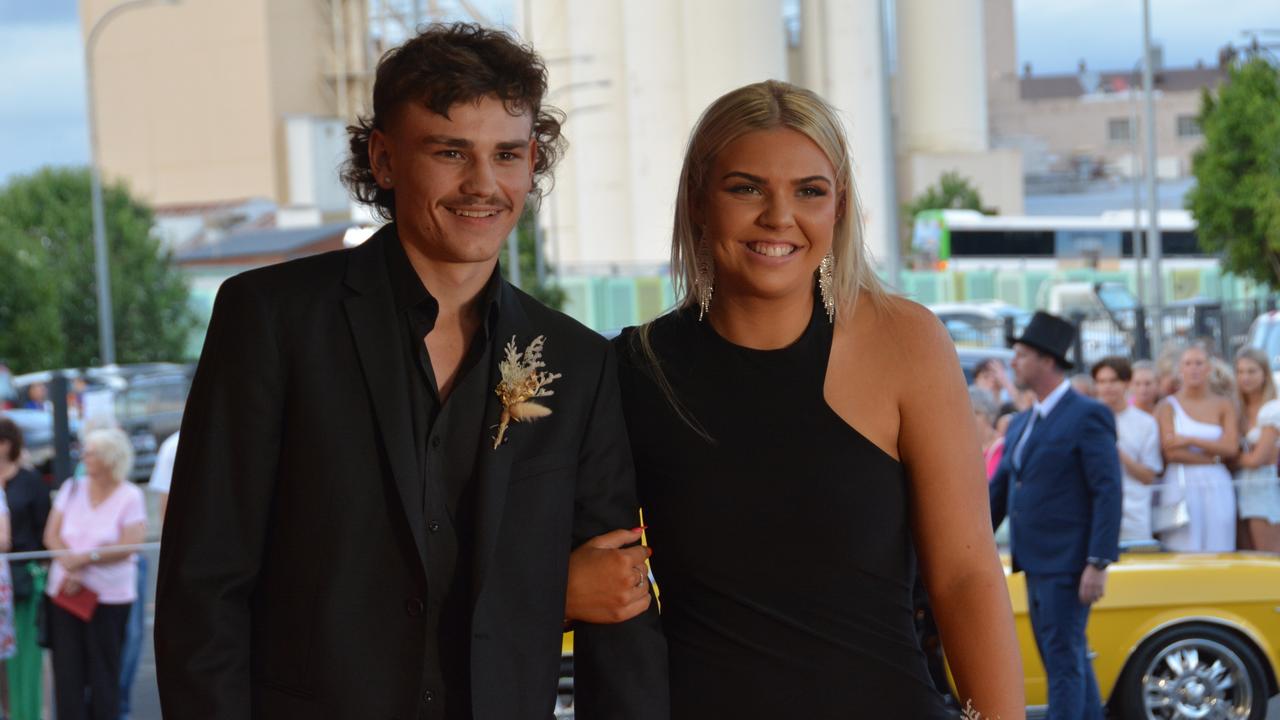 Toowoomba school formals. At the 2023 St Ursula's College formal is graduate Maddison Seefeld with her partner. Picture: Rhylea Millar