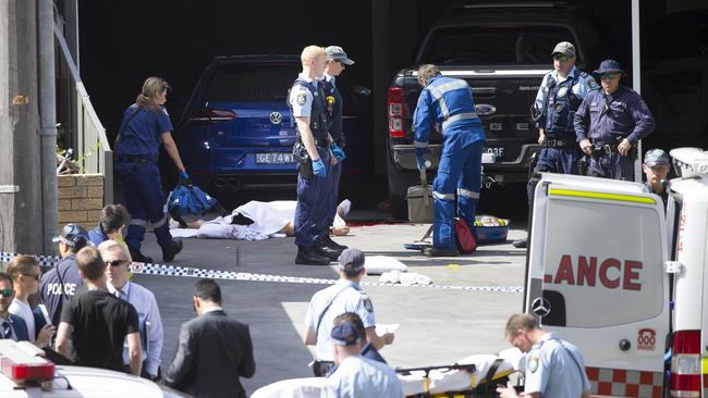 Police at the scene where Hamad Assaad was gunned down..