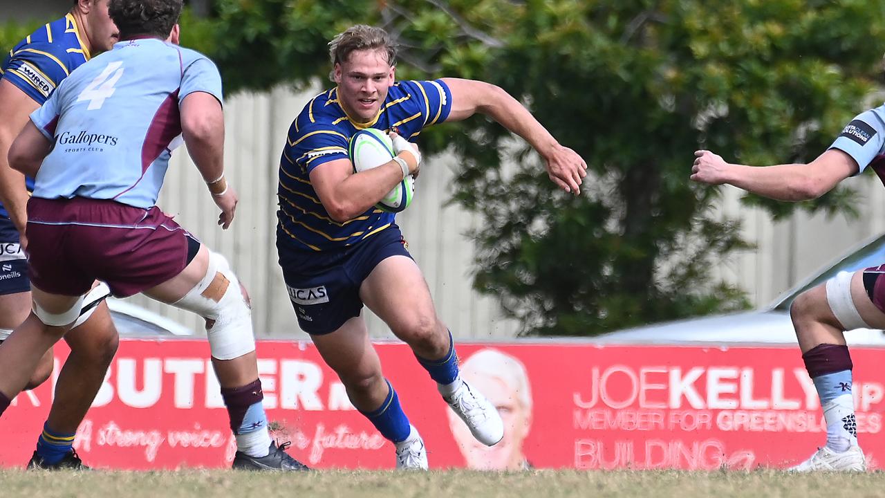 Frankie Goldsbrough runs the ball for Easts. Easts v Norths in colts 1. Saturday August 10, 2024. Picture, John Gass