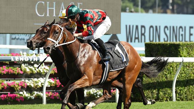 SYDNEY, AUSTRALIA - MARCH 01: James McDonald riding Lady Shenandoah win Race 7 The Chase Surround Stakes during Sydney Racing at Royal Randwick Racecourse on March 01, 2025 in Sydney, Australia. (Photo by Jeremy Ng/Getty Images)