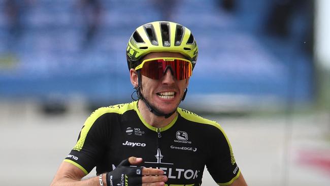 Mitchelton-Scott’s Simon Yates celebrates winning stage 12 of the 106th Tour de France in 2019. (Photo by Chris Graythen/Getty Images)