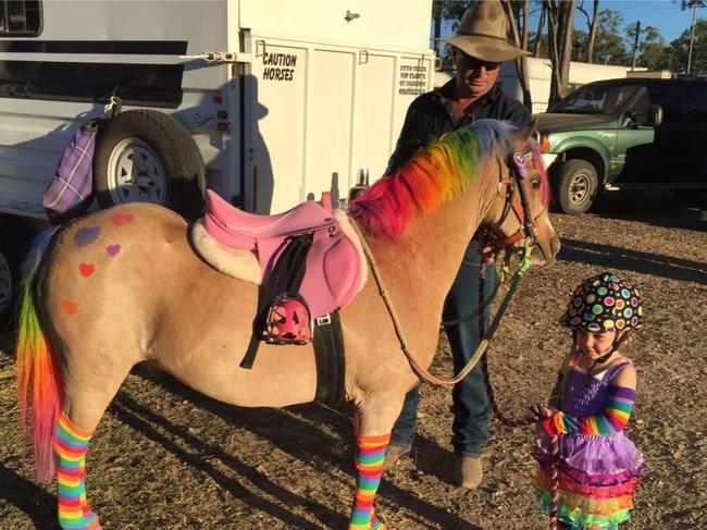 Julieanne Bryce posted this photo of Daisy, 3, with her pony at the Mount Larcom Show.