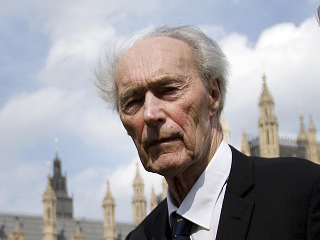 Norwegian war hero and resistance fighter Joachim Roenneberg in a park near the Palace of Westminster, after receiving the Union Jack Medal for his efforts and cooperation with the British during the second World War.  Picture: AP