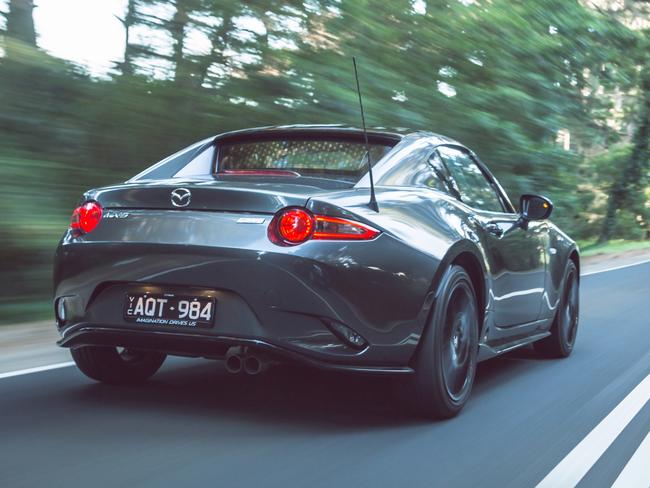 Bilstein dampers and a front strut brace improve the MX-5’s impressive handling.