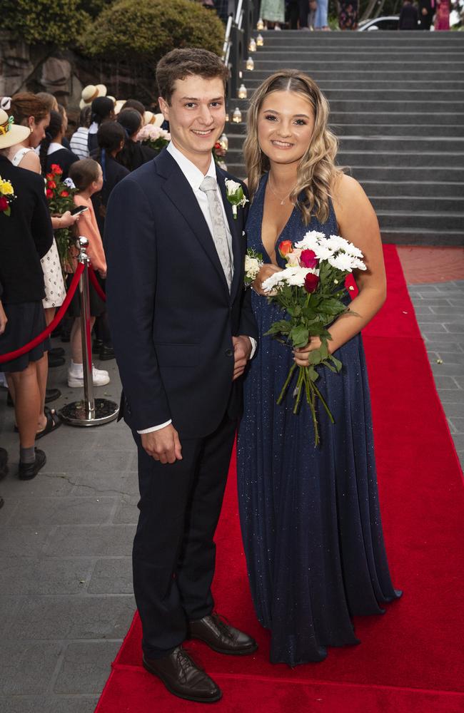 Ella Sting and partner Lachlan Doran arrive at The Glennie School formal at Picnic Point, Thursday, September 12, 2024. Picture: Kevin Farmer