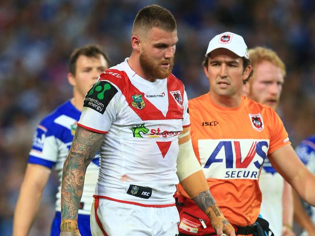 Josh Dugan plays on after a head knock.