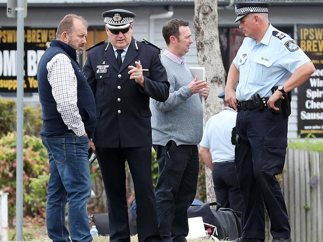 File photo: Assistant Commissioner Mike Condon at the scene of a hit and run of a police officer who was attempting to stop a stolen car, Brisbane Road, Booval. Picture: Liam Kidston.